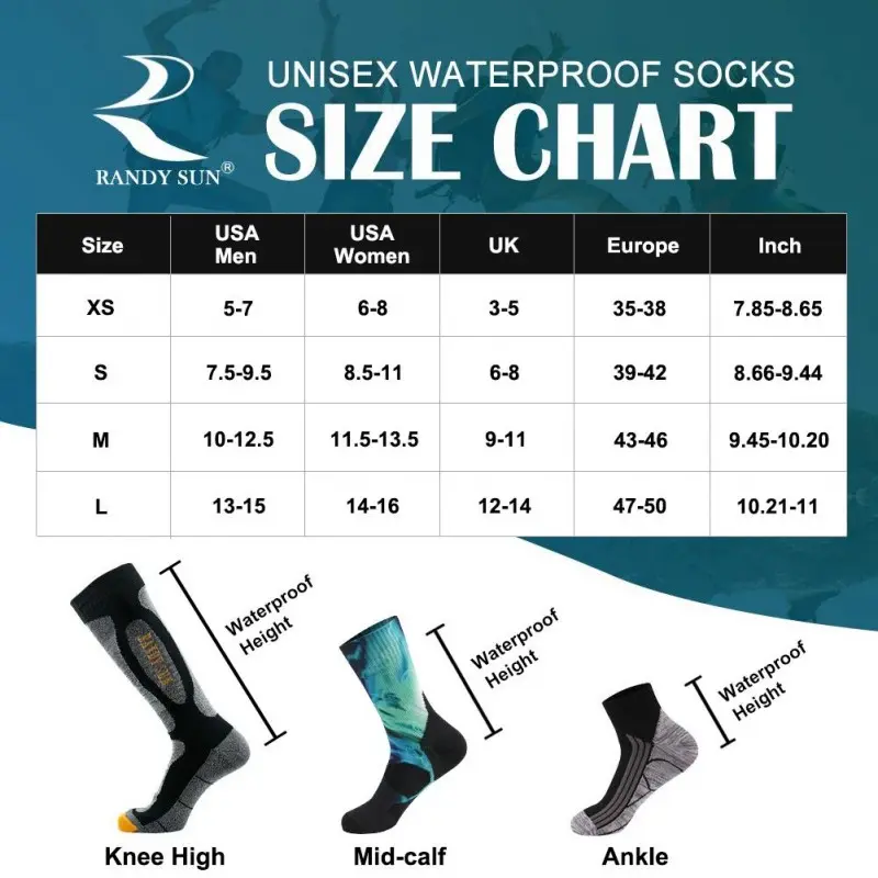 RANDY SUN Waterproof Breathable Socks Knee - High X121B