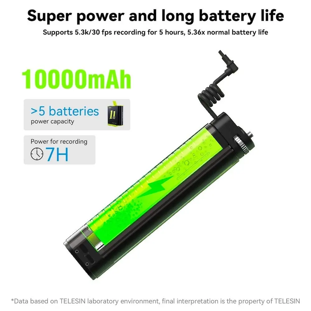 TELESIN 10000mAh Rechargeable Selfie Stick for Action Cameras