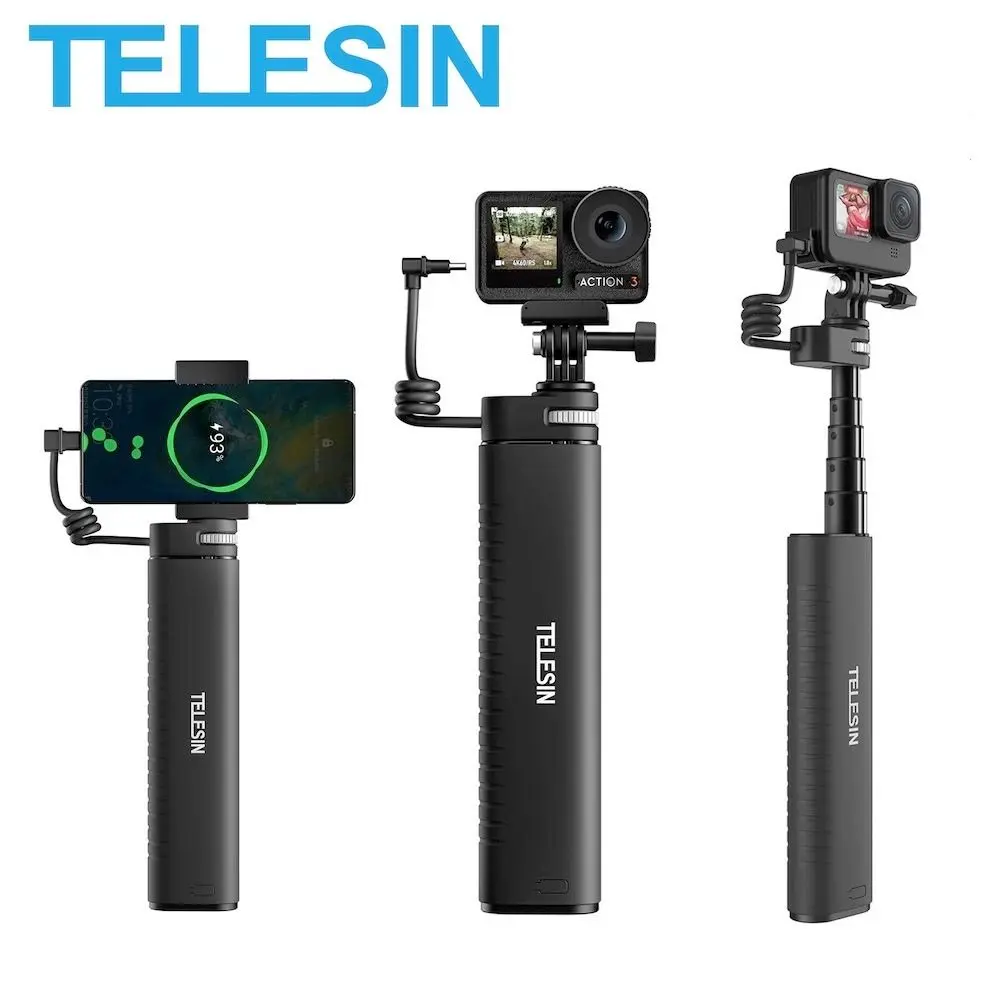 TELESIN 10000mAh Rechargeable Selfie Stick for Action Cameras