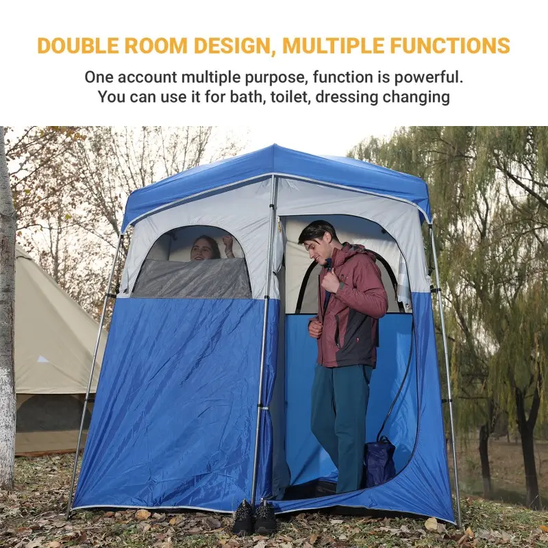 KingCamp Double Room Camping Shower Tent - BLUE/GREY KT2003 5