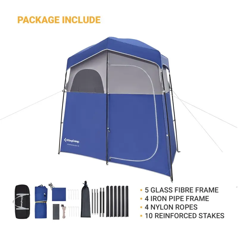 KingCamp Double Room Camping Shower Tent - BLUE/GREY KT2003 1