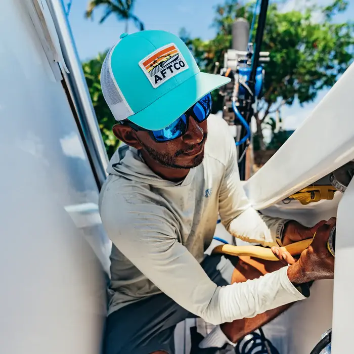 AFTCO Escape Trucker Hat - Aqua 7.webp