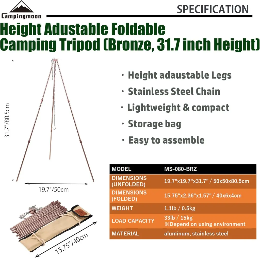Campingmoon Fire Stand with Carrying Bag - Bronze 6.webp