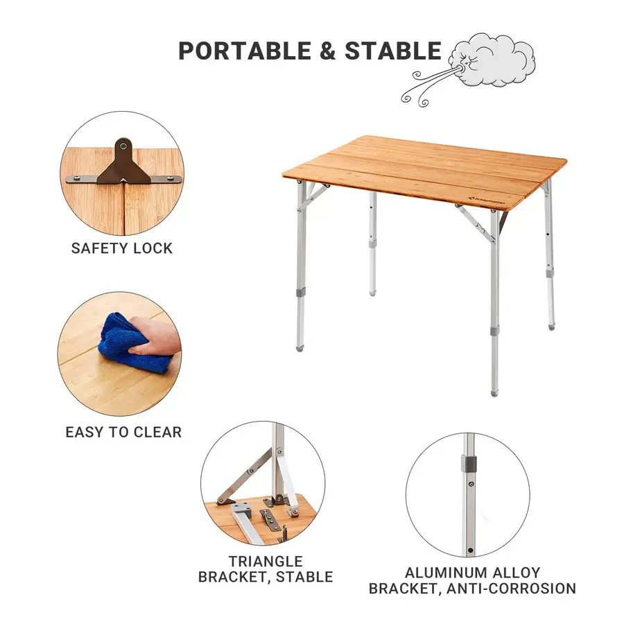 KingCamp BAMBOO FLODABLE TABLE 100X65 cm KC2016 4