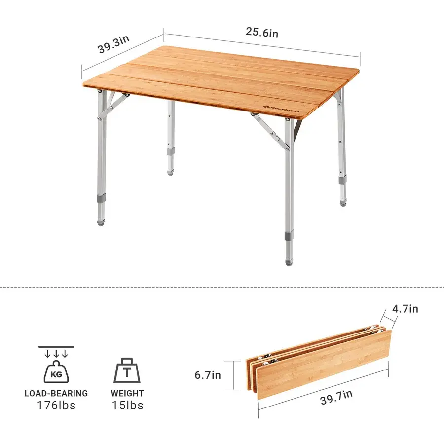 KingCamp BAMBOO FLODABLE TABLE 100X65 cm KC2016 3