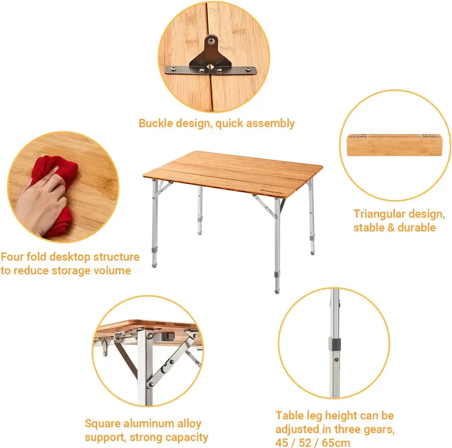 KingCamp BAMBOO FLODABLE TABLE 65X50 cm KC2018 7