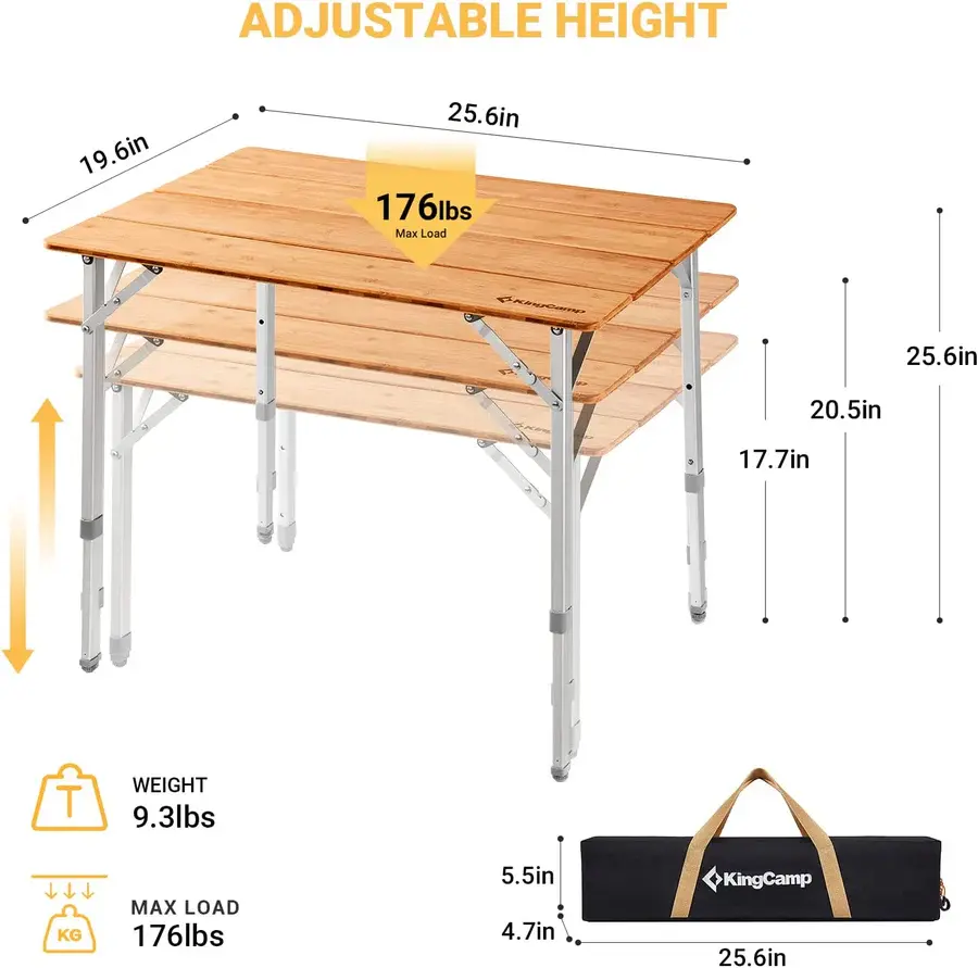 KingCamp BAMBOO FLODABLE TABLE 65X50 cm KC2018 5