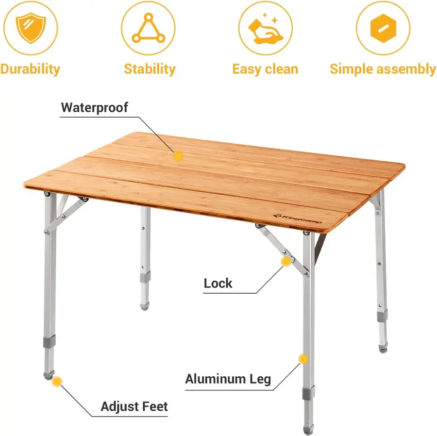 KingCamp BAMBOO FLODABLE TABLE 65X50 cm KC2018 6