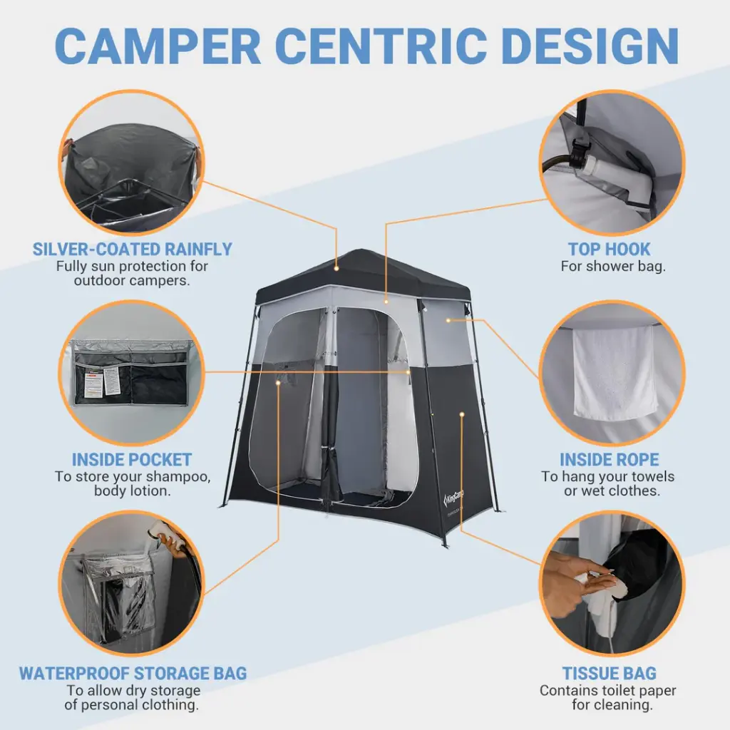 KingCamp Double Room Camping Shower Tent MARASUSA Q Ⅱ KT2417 2