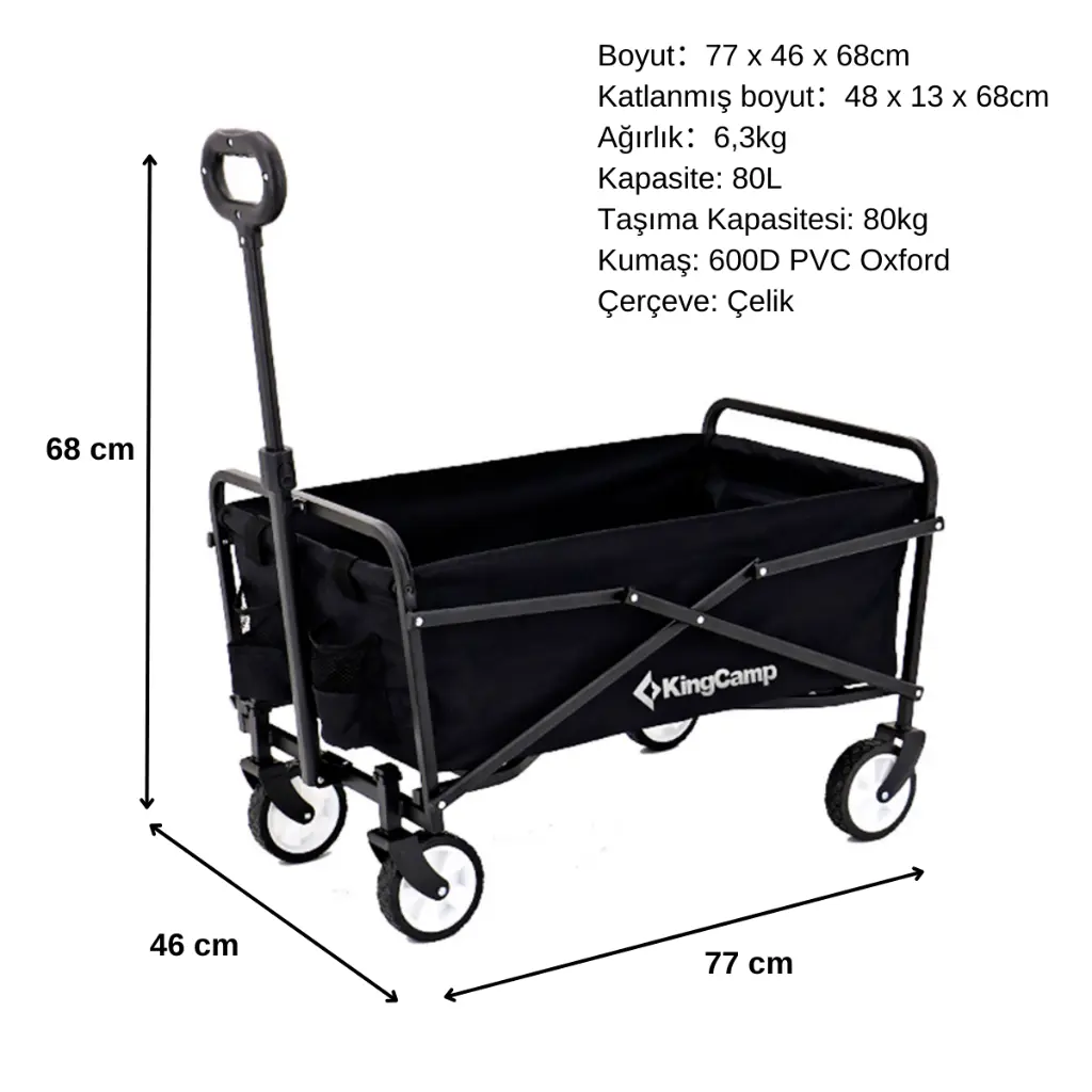 KingCamp Folding Trolly Cart QUARTZ WAGON KC2460 - Black 7