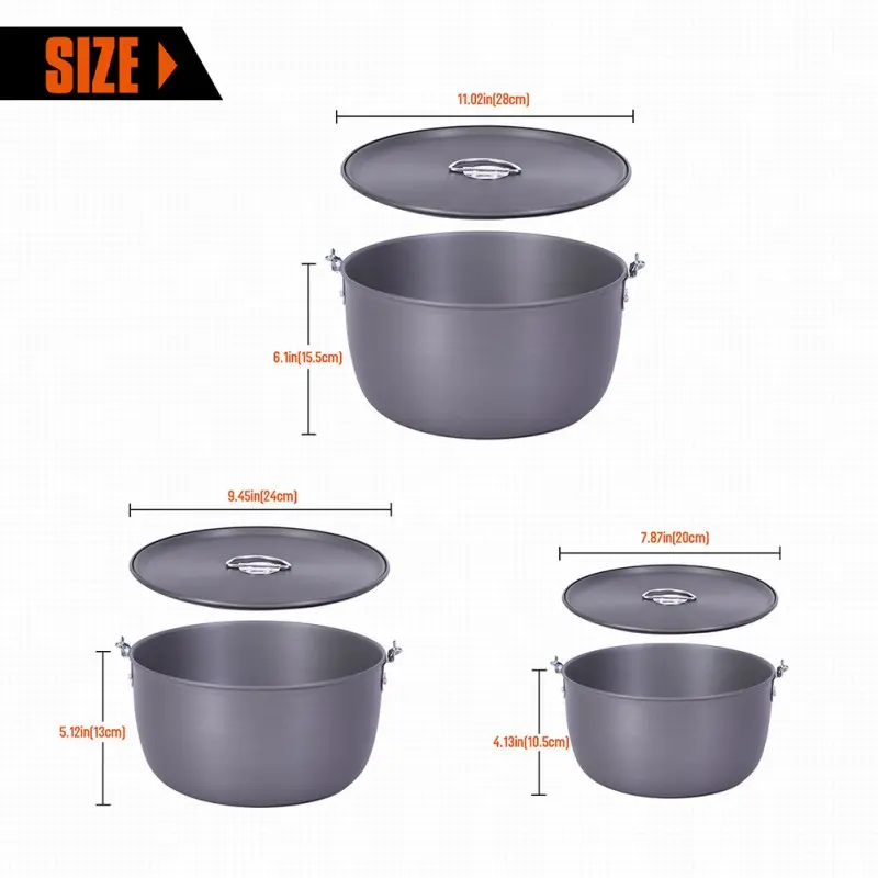 KingCamp Hard-Anodized Aluminum Cookware Set of 3 - Climber IIII KP3913 3