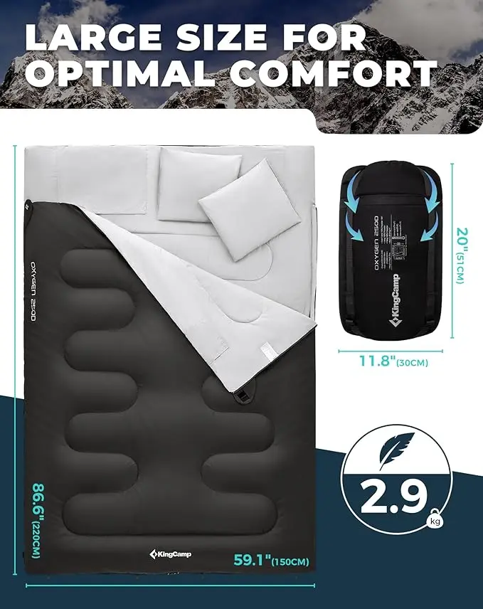 KingCamp OXYGEN 250D Sleeping Bag with Pillows KS3143  7