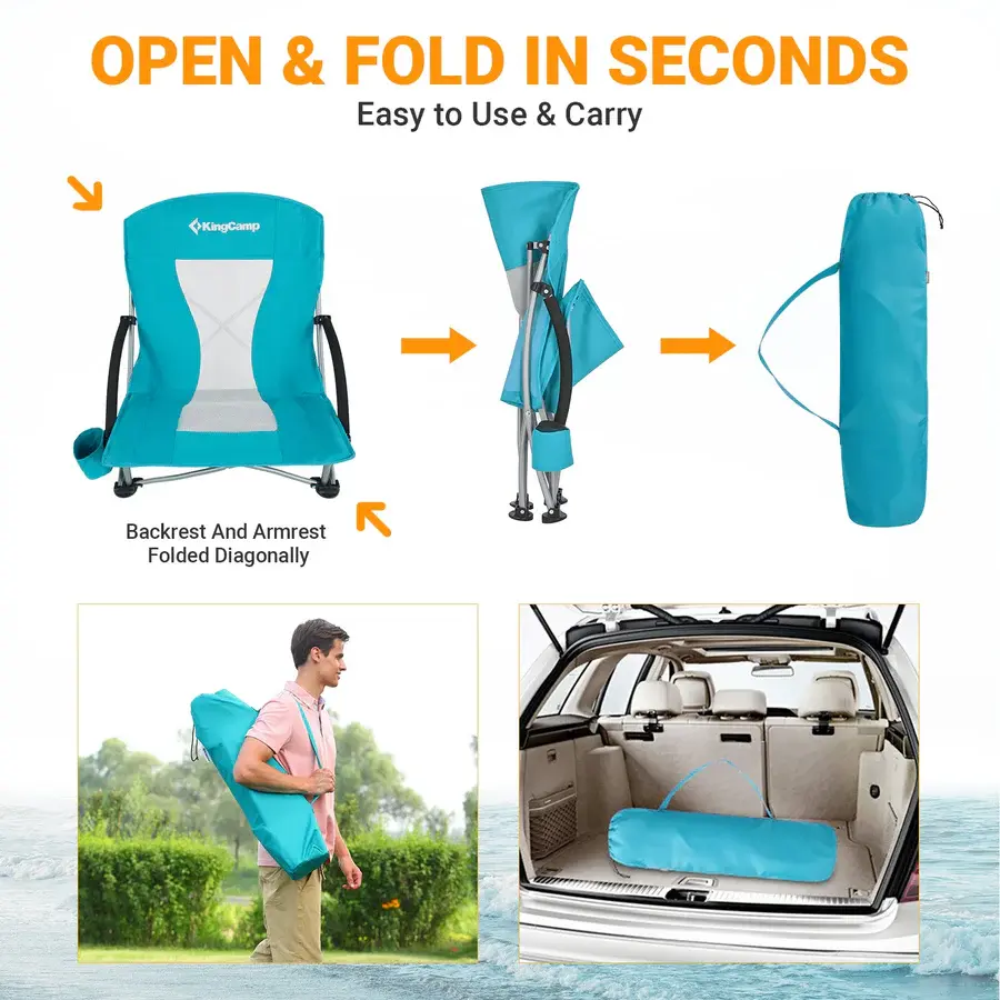 KingCamp PORTABLE LOW SLING CHAIR - Cyan KC3841 7