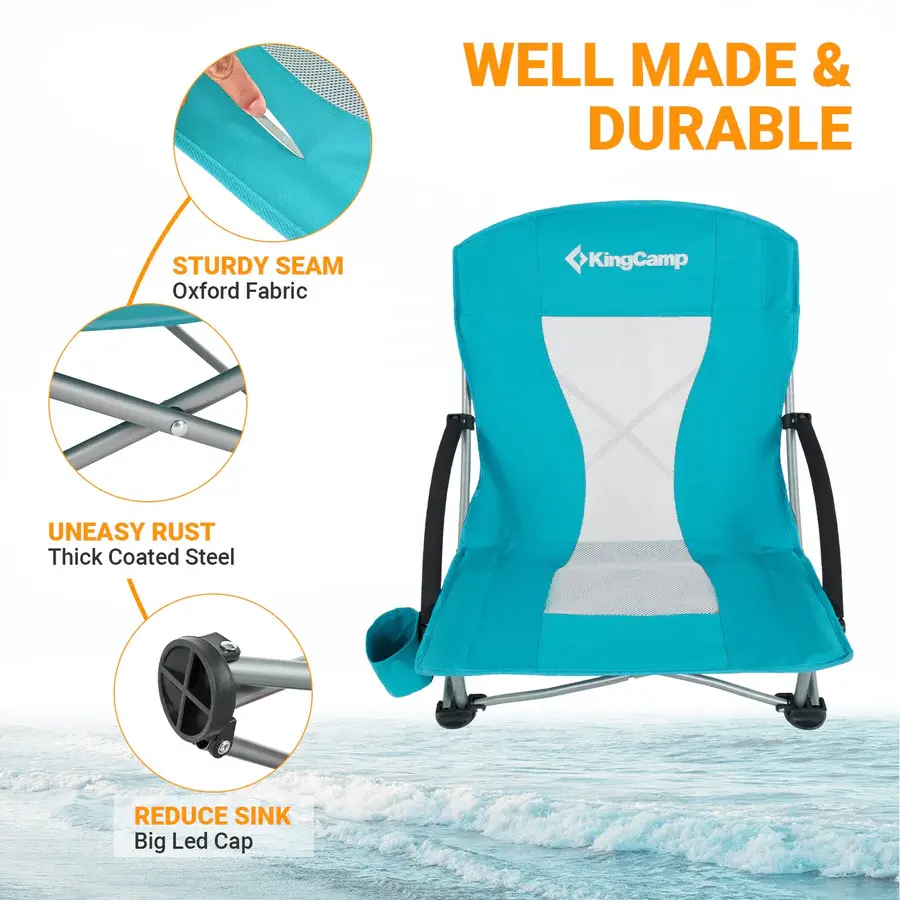 KingCamp PORTABLE LOW SLING CHAIR - Cyan KC3841 5