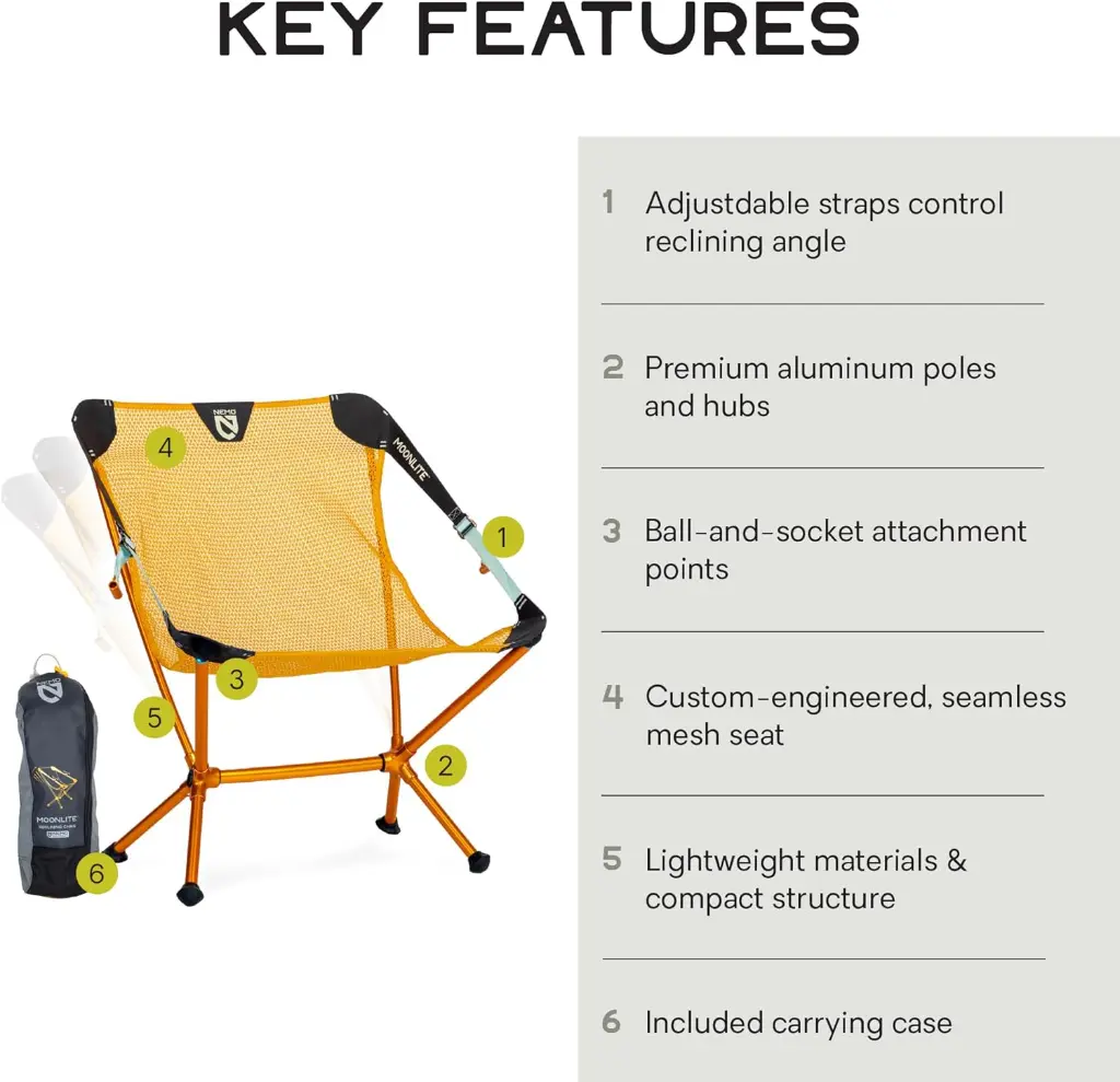 NEMO  MOONLITE RECLINING CAMP CHAIR (MANGO  FROST)  5