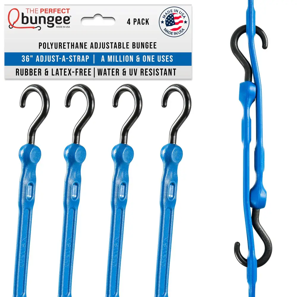 PERFECT BUNGEE | 36" ADJUSTABLE BUNGEE STRAP 4 PACK BOX - BLUE