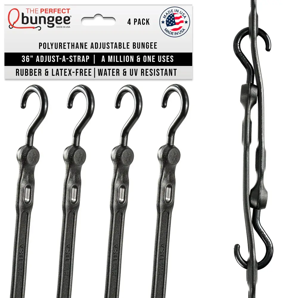 PERFECT BUNGEE | 36" ADJUSTABLE BUNGEE STRAP 4 PACK BOX - BLACK