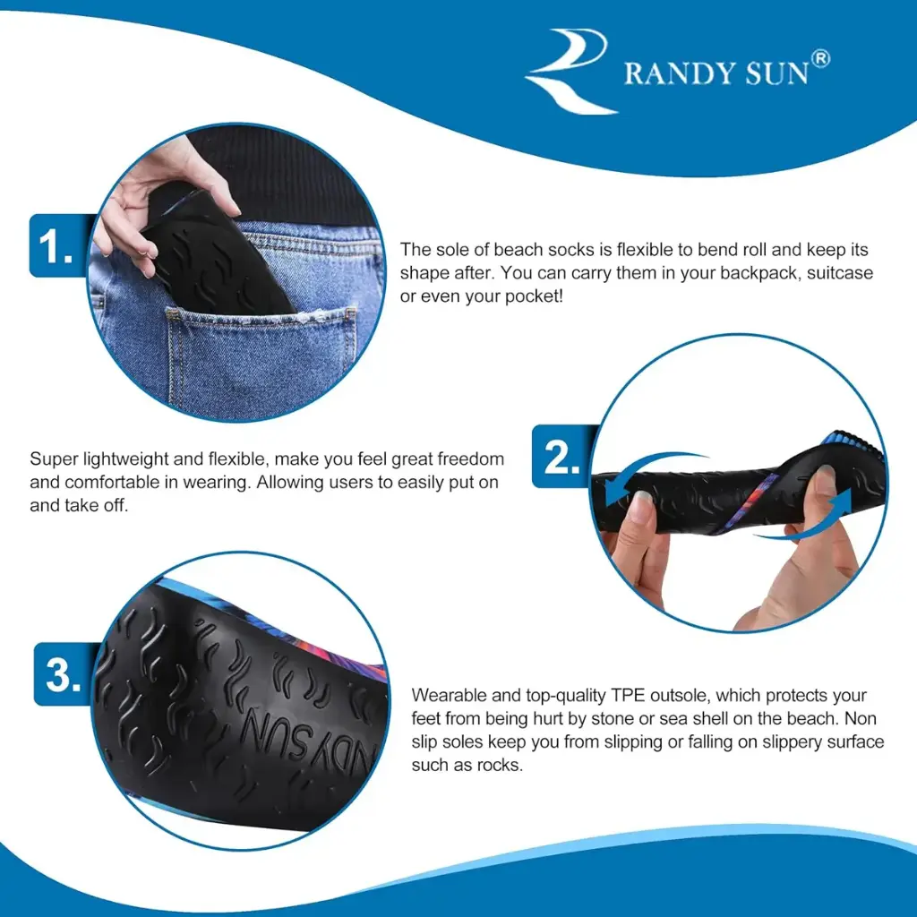RANDY SUN Quick Dry Beach Socks - NON SLIP SSX0003