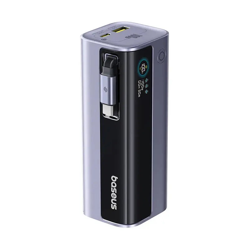 E0027A01 Baseus EnerGeek GR11 Power Bank 10000mAh 100W with Retractable Cable – Grey