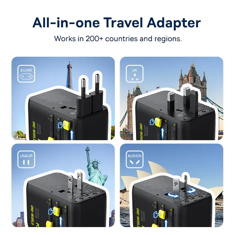 E0307E00 Baseus EnerCore CG11 Universal Travel Adapter 70W with Retractable USB-C