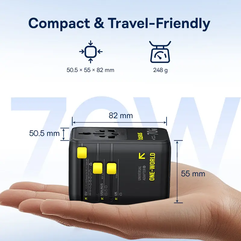 E0307E00 Baseus EnerCore CG11 Universal Travel Adapter 70W with Retractable USB-C
