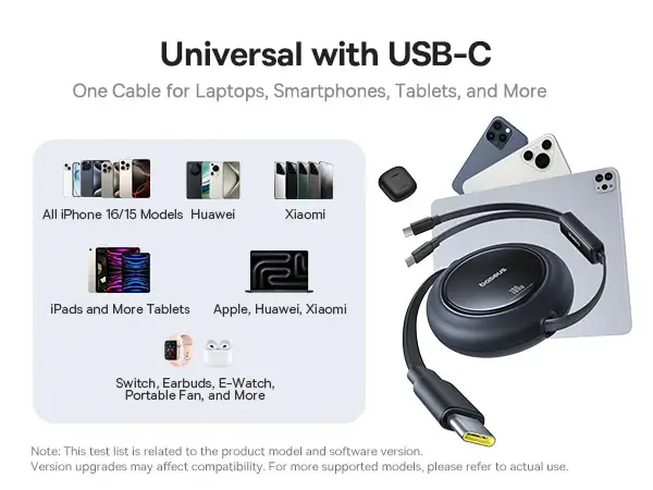 E0415504 Baseus Free2Pull Mini 2-in-1 Retractable Fast charging Cable USB-C to C+C