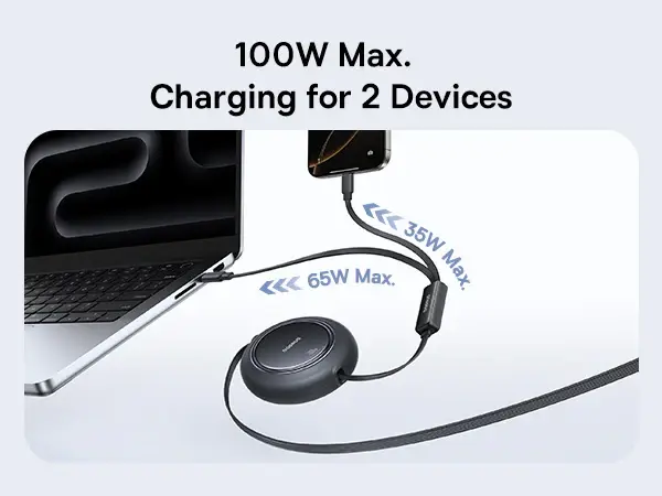 E0415504 Baseus Free2Pull Mini 2-in-1 Retractable Fast charging Cable USB-C to C+C