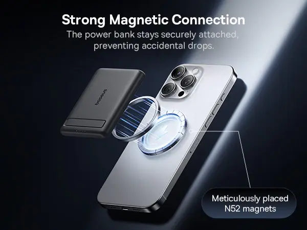 P10081907123-00 Baseus PicoGo AM31 Qi2 Ultra-Mini Magnetic Power Bank with Kickstand 5000mAh 20W – Cosmic Black