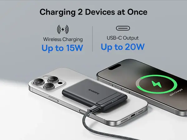 P10081907123-00 Baseus PicoGo AM31 Qi2 Ultra-Mini Magnetic Power Bank with Kickstand 5000mAh 20W – Cosmic Black