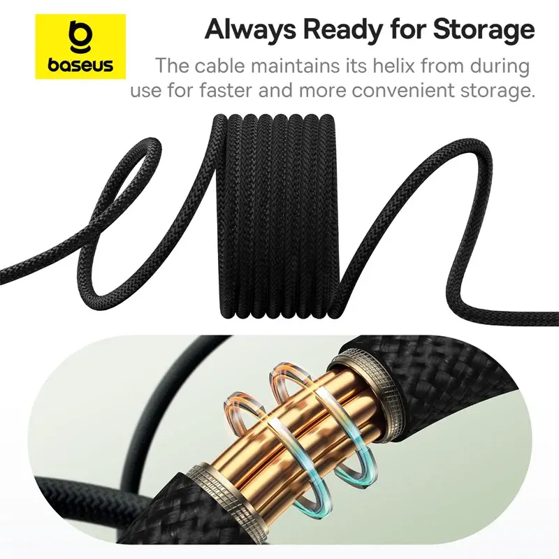 P10319805111-00 Baseus Tungsten Gold Magnetic Charging Cable USB-C to USB-C 100W 1m – Black