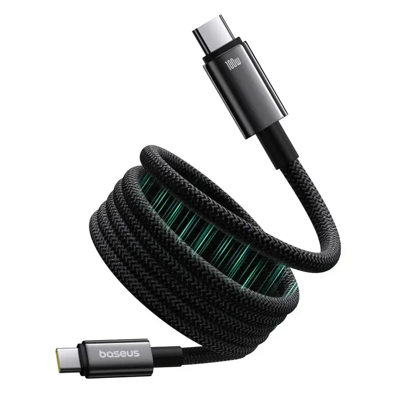 P10319805111-00 Baseus Tungsten Gold Magnetic Charging Cable USB-C to USB-C 100W 1m – Black