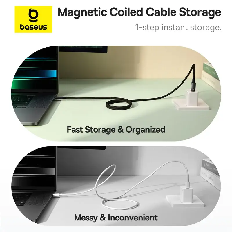 P10319805111-00 Baseus Tungsten Gold Magnetic Charging Cable USB-C to USB-C 100W 1m – Black
