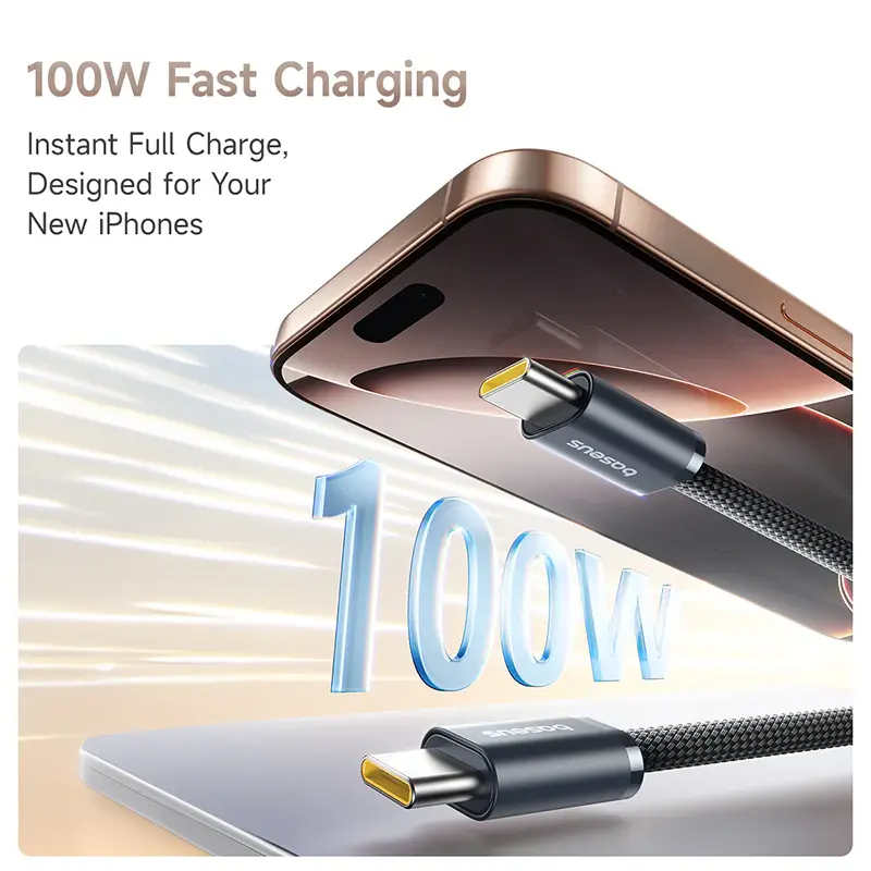 P10385200111-00 Baseus Dynamic 4 Pro Magnetic Fast Charging Cable USB-C to USB-C 100W 1m – Black