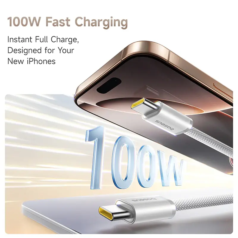 P10385200211-00 Baseus Dynamic 4 Pro Magnetic Fast Charging Cable USB-C to USB-C 100W 1m – White