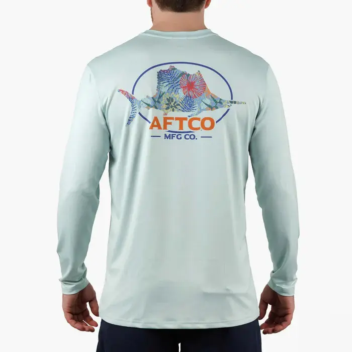AFTCO Summertime UVX LS Sun Protection Shirt - Silver- M61194
