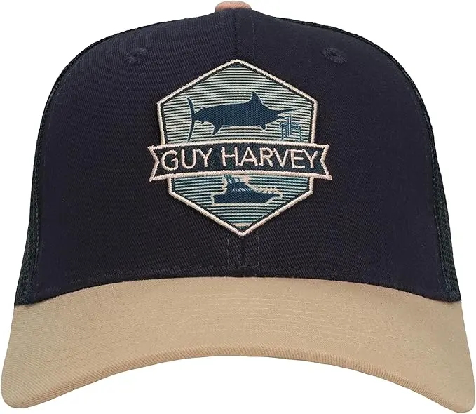 Guy Harvey Men's Deep Sea Fishing Patch Trucker Hat - Evening Blue-GHV55787-3SY1092