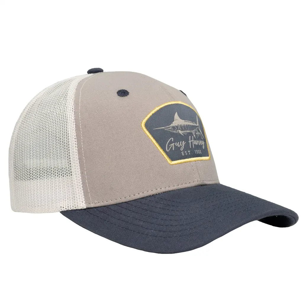 Guy Harvey Men's Marlin Patch Mesh Trucker Hat - Ultimate Grey - GHV57001-1SY1197