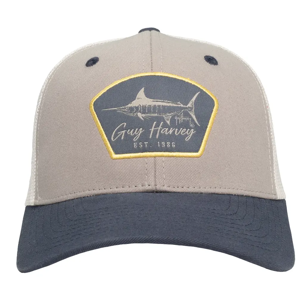 Guy Harvey Men's Marlin Patch Mesh Trucker Hat - Ultimate Grey - GHV57001-1SY1197
