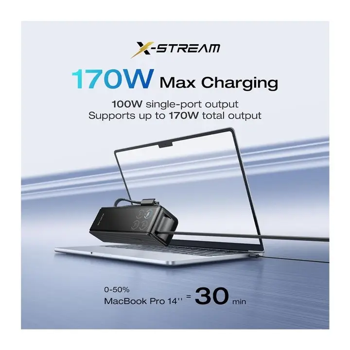 EF-RAPID25K100W-B-US EcoFlow RAPID Power Bank (25,000mAh, 170W, 100W Built-In and Retractable Cables) – Black 4.webp