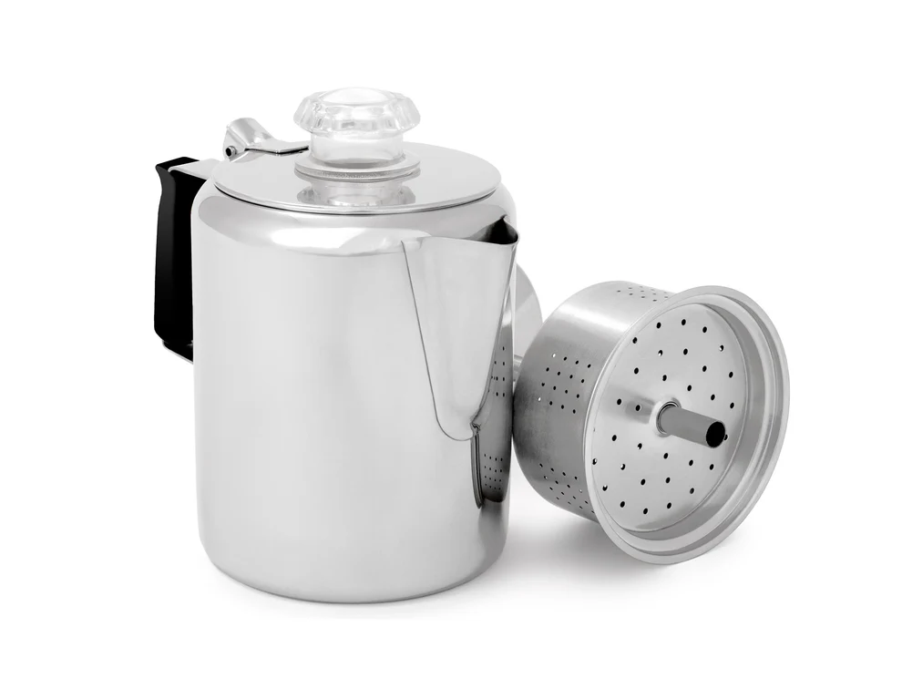 GLACIER STAINLESS COFFEE PERCOLATOR WITH SILICONE HANDLE - 6Cup