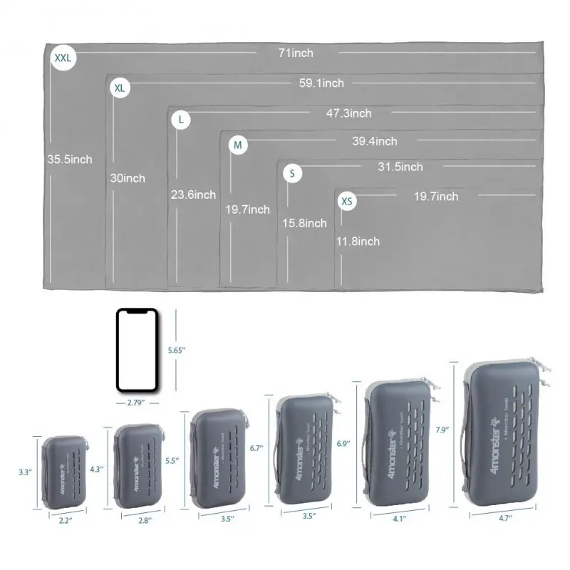 EVA Antibacterial Microfiber Travel Towel - size M 50x100 cm