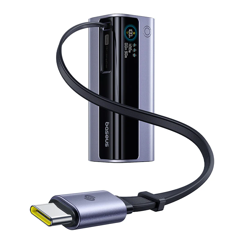 E0027A01 Baseus EnerGeek GR11 Power Bank 10000mAh 100W with Retractable Cable – Grey		 