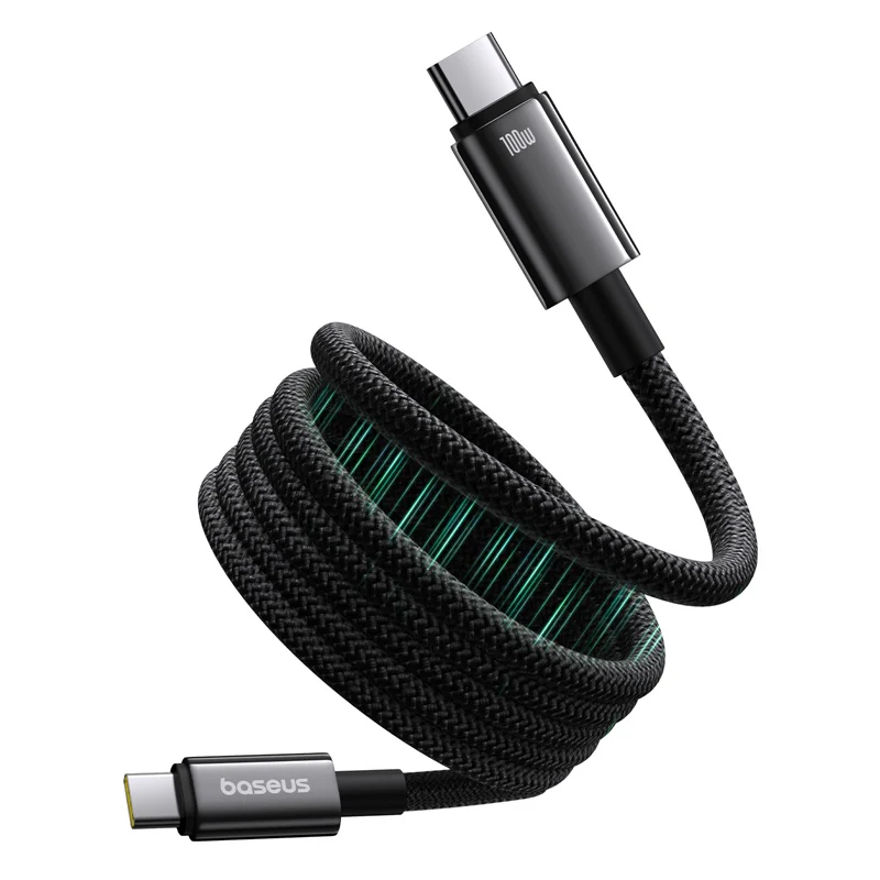 P10319805111-00 Baseus Tungsten Gold Magnetic Charging Cable USB-C to USB-C 100W 1m – Black		 