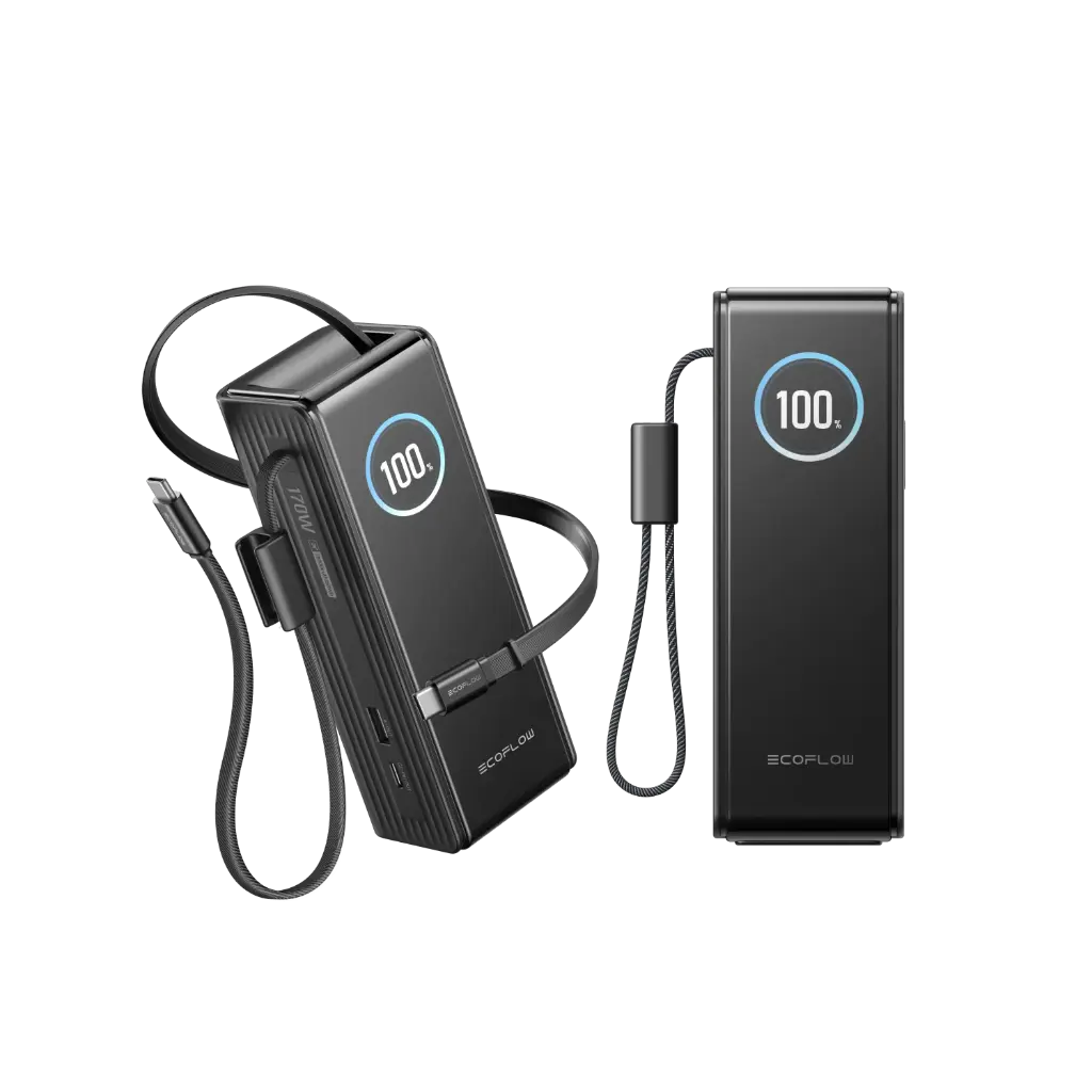 EF-RAPID25K100W-B-US EcoFlow RAPID Power Bank (25,000mAh, 170W, 100W Built-In and Retractable Cables) – Black		 