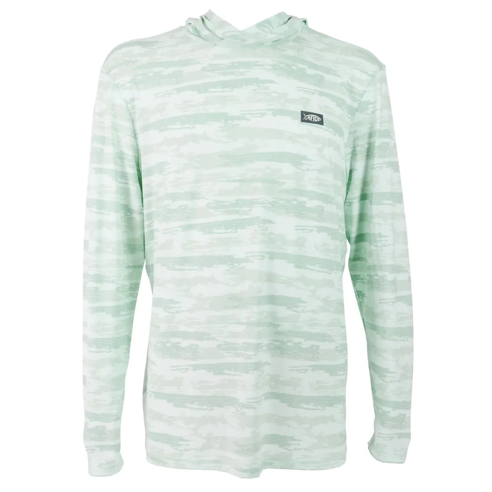 AFTCO Ocean Bound Hooded Performance Shirt - Mint Shoreline Camo