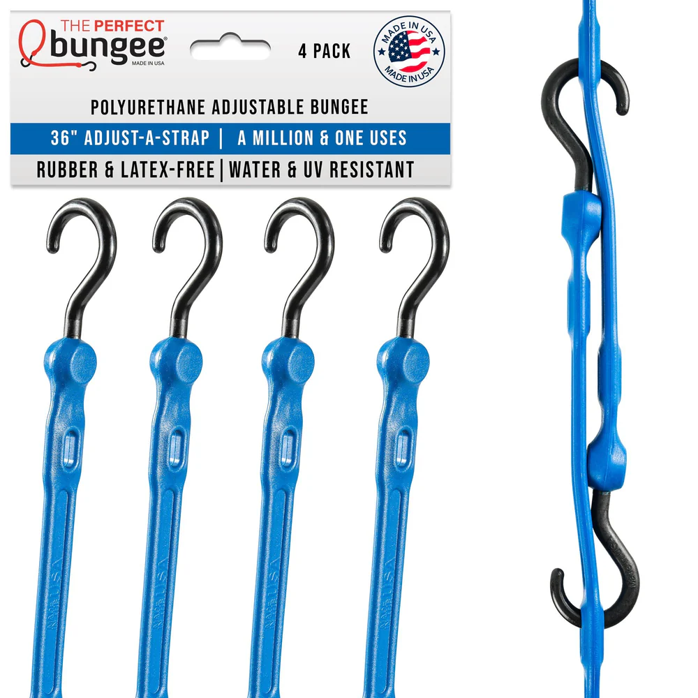 PERFECT BUNGEE | 36" ADJUSTABLE BUNGEE STRAP 4 PACK BOX - BLUE