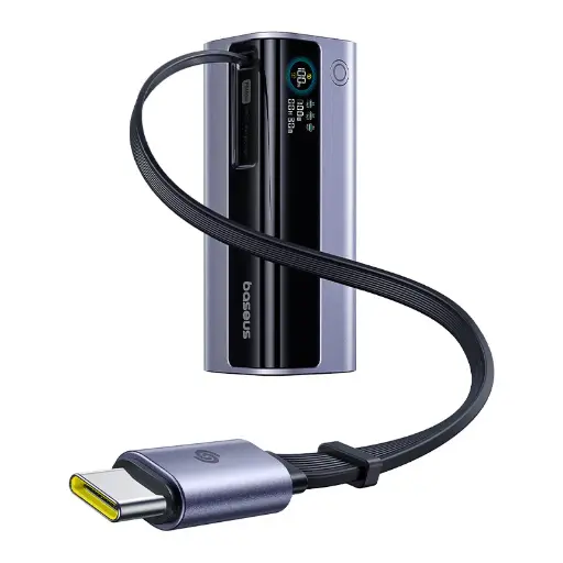 [E0027A01] E0027A01 Baseus EnerGeek GR11 Power Bank 10000mAh 100W with Retractable Cable – Grey		 