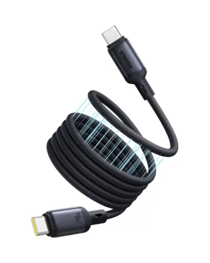 [P10376800121-00] P10376800121-00 Baseus PicoGo Magnetic 1m Fast Charging USB-C to USB-C Cable 240W – Black		 