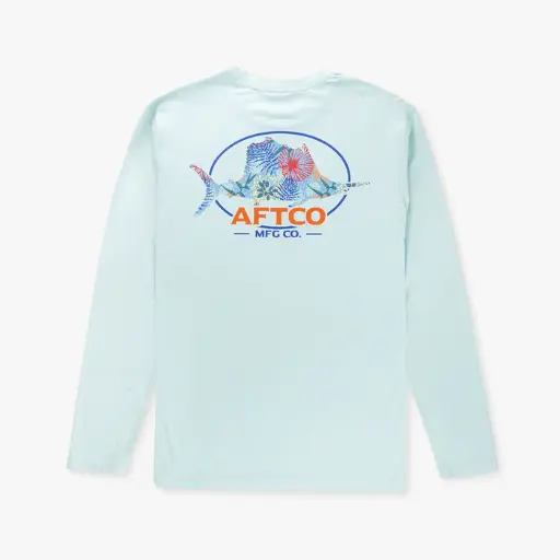 AFTCO Summertime UVX LS Sun Protection Shirt - Silver- M61194 
