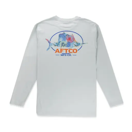 AFTCO Summertime UVX LS Sun Protection Shirt - Silver